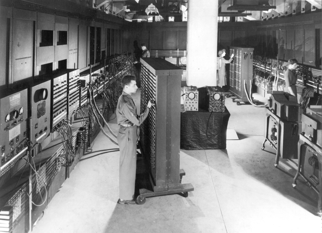 ENIAC at the Moore School of Electrical Engineering, University of Pennsylvania, 1946. U.S. Army Photo.