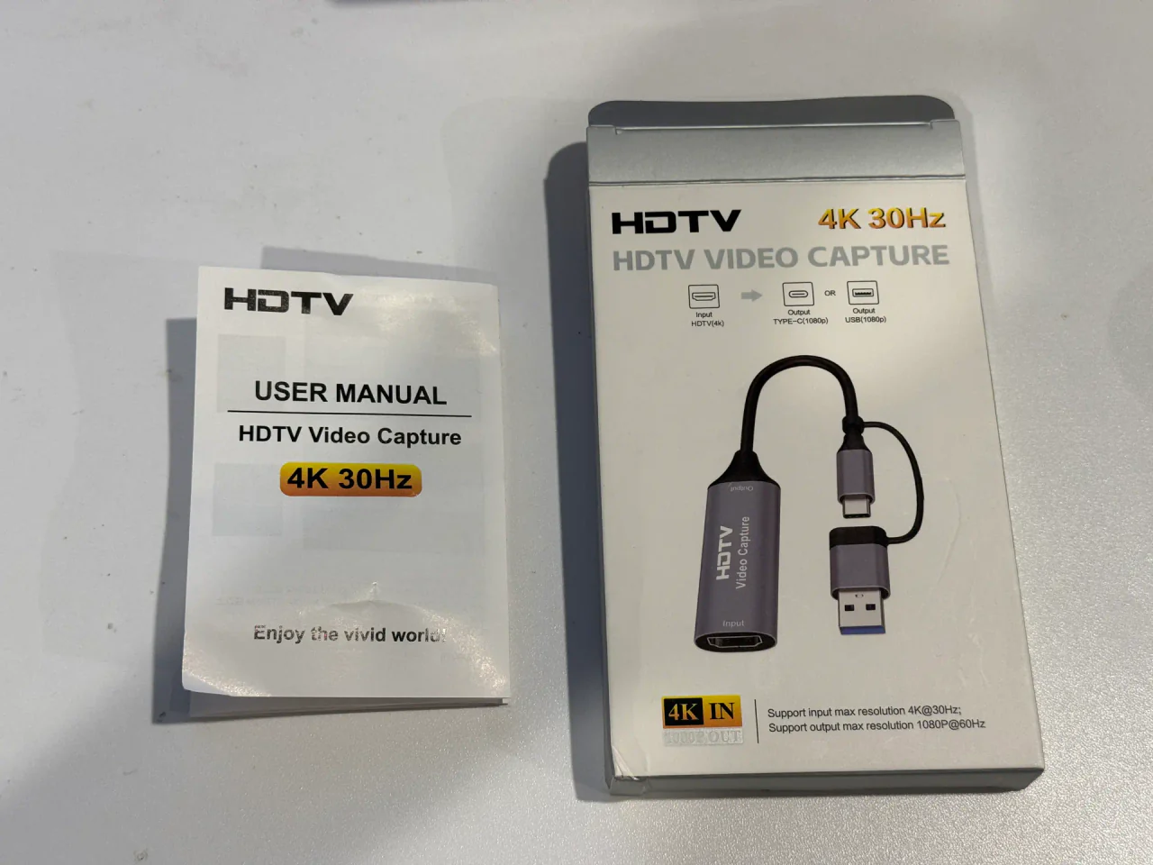 HDTV video capture adapter packaging and user manual