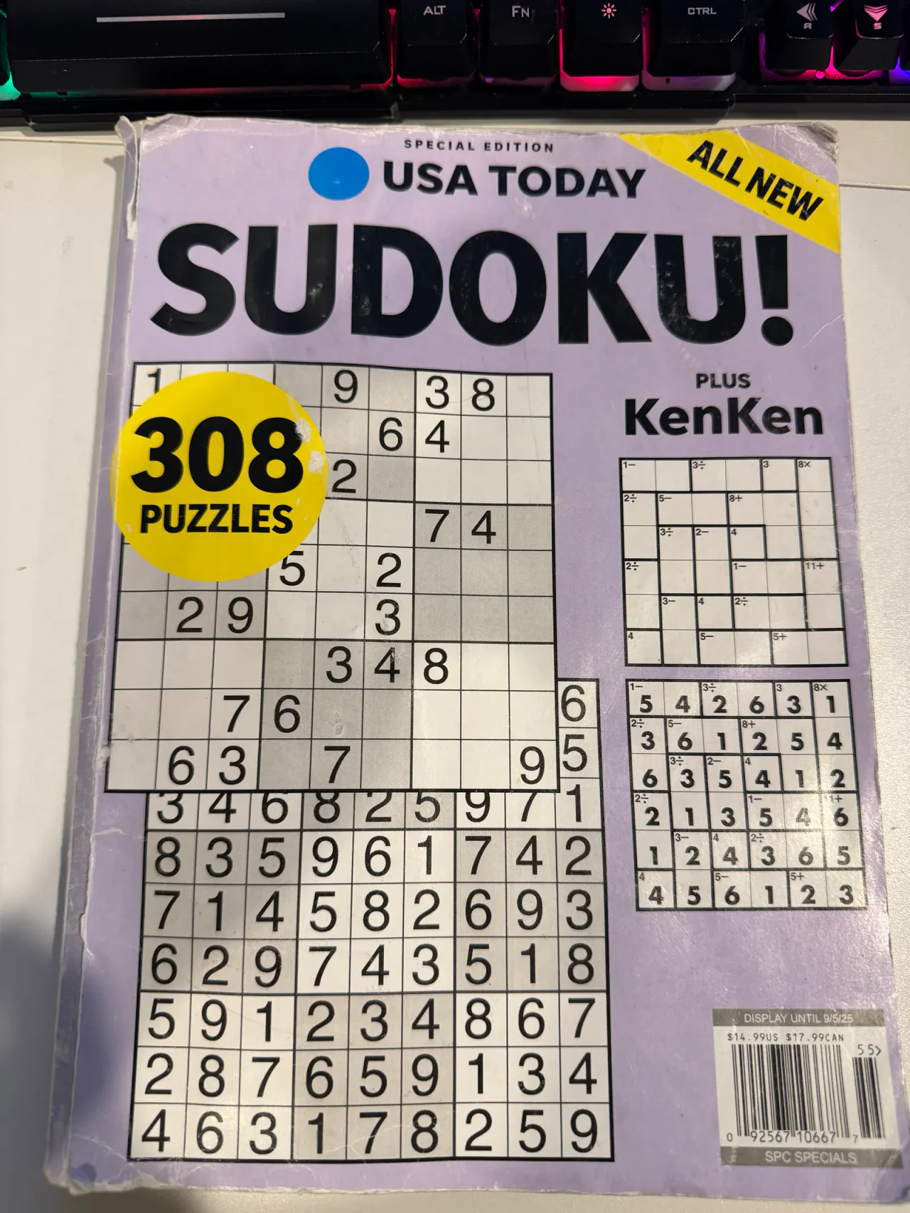 Sudoku puzzle book on the desk