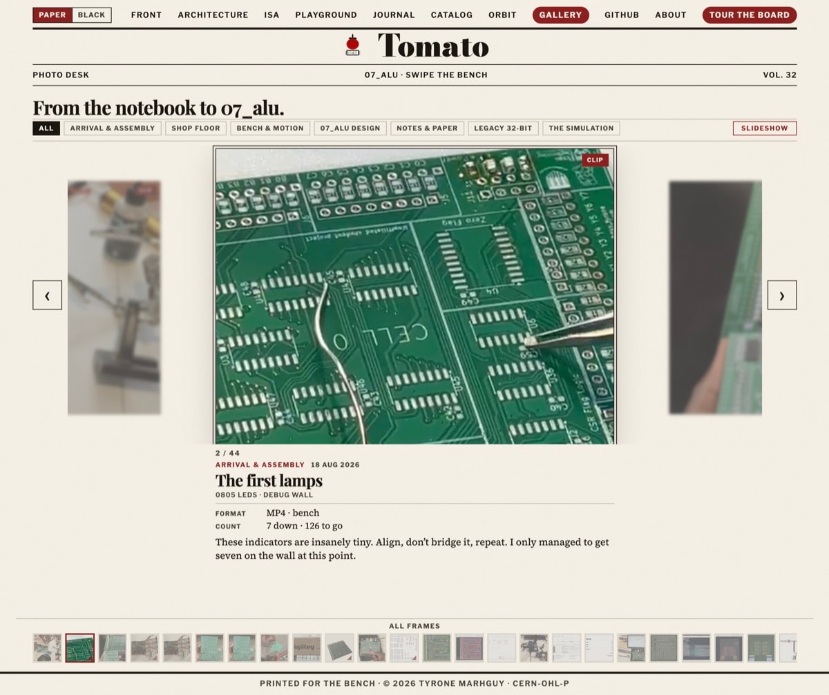 Tomato gallery as a simple slideshow with timeline captions.